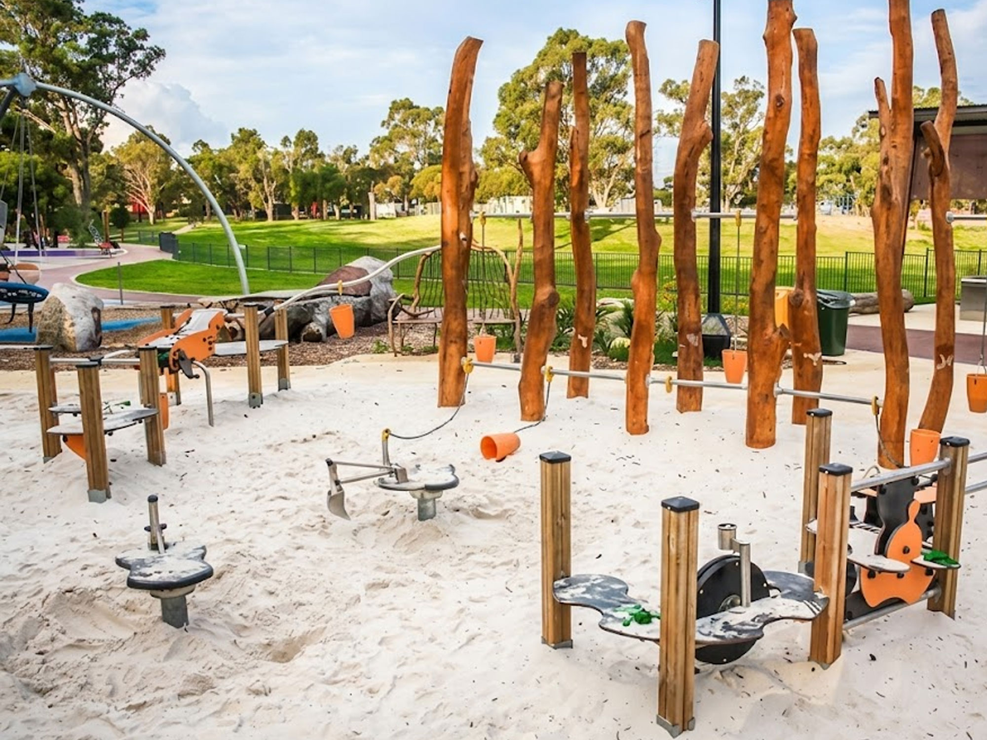 Exploring the massive, inclusive play spaces and flying foxes at Kwinana Adventure Park nearby